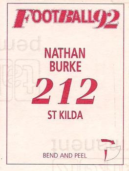 1992 Select AFL Stickers #212 Nathan Burke Back